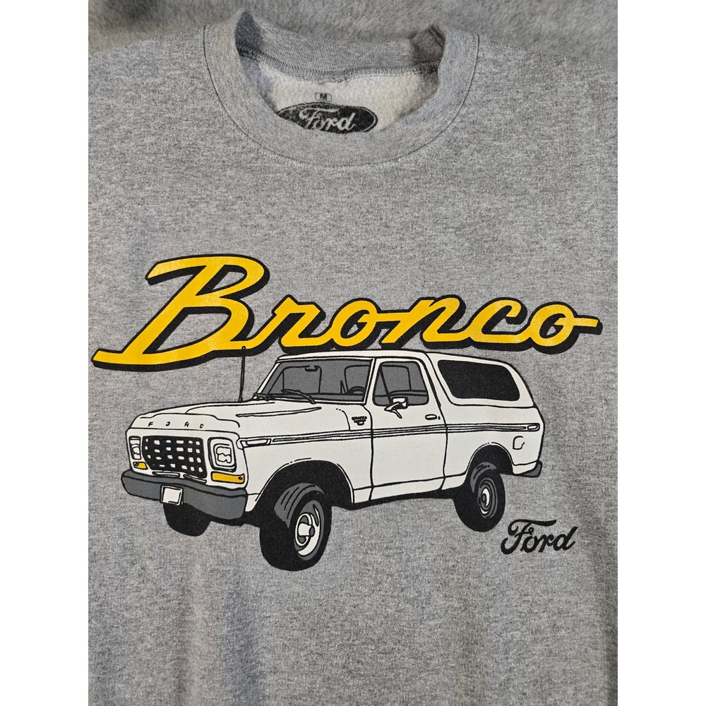 Ford Bronco Graphic Sweatshirt Adult Medium Gray Crewneck Pullover Truck Logo - Picture 4 of 9